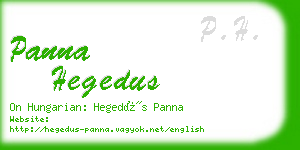panna hegedus business card